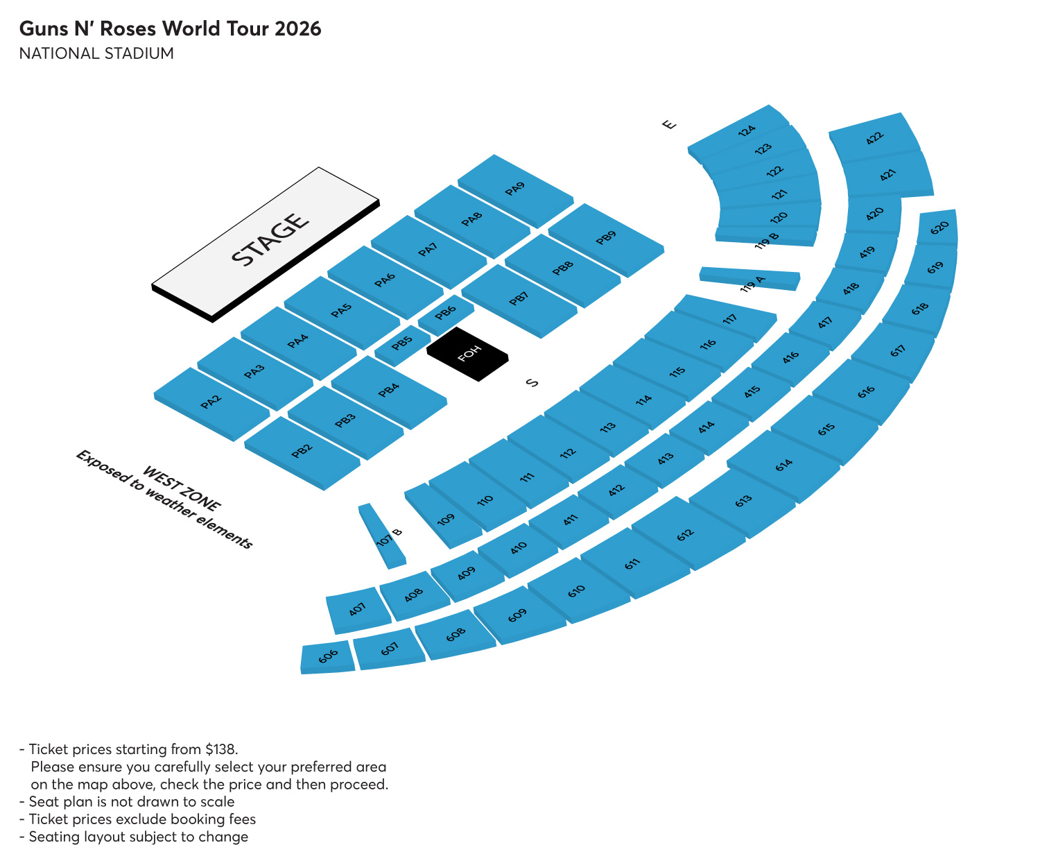 Tickets: Guns N' Roses World Tour 2026 @ National Stadium | 25 Nov