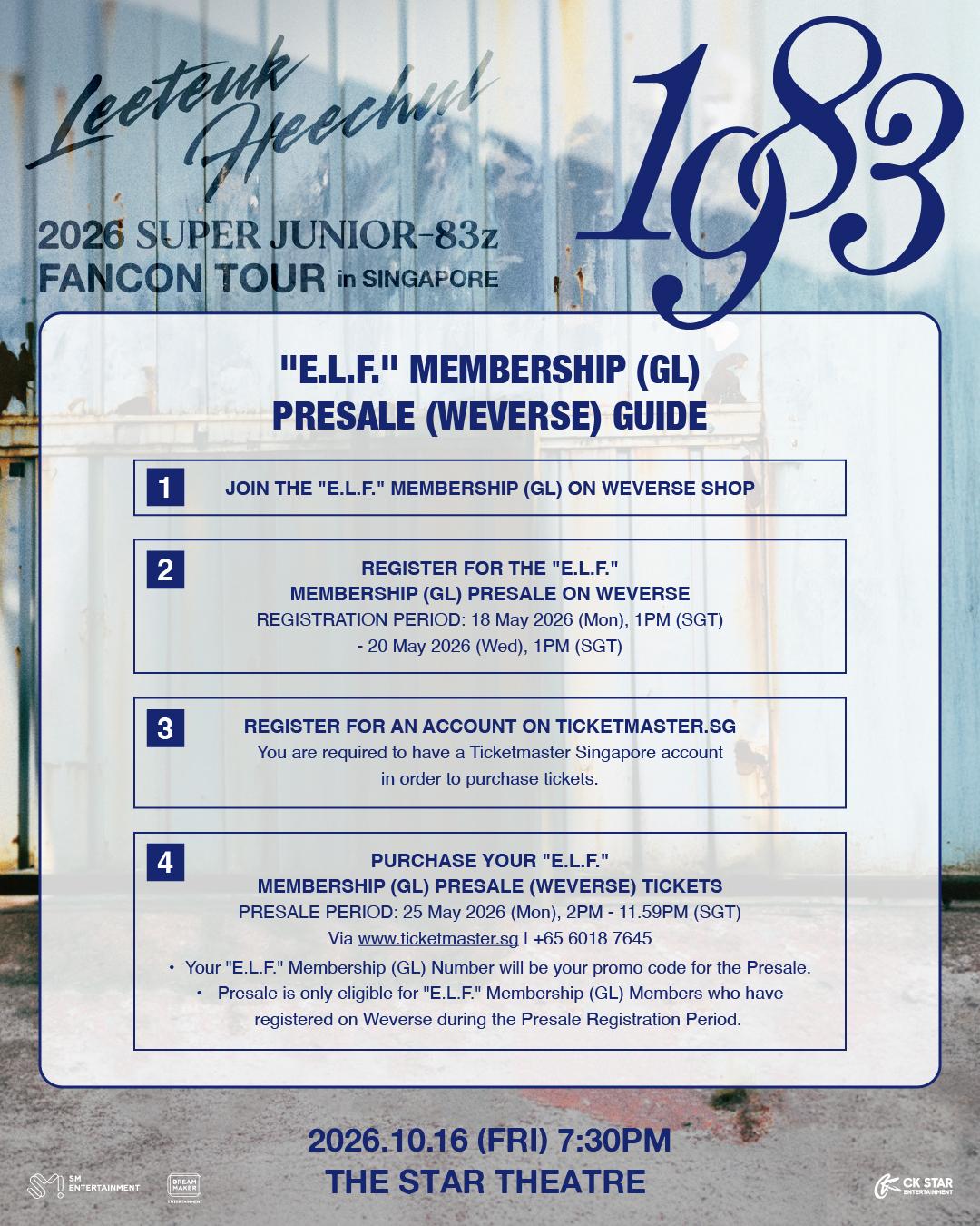 Tickets: 2026 SUPER JUNIOR-83z FANCON TOUR [1983] in SINGAPORE
